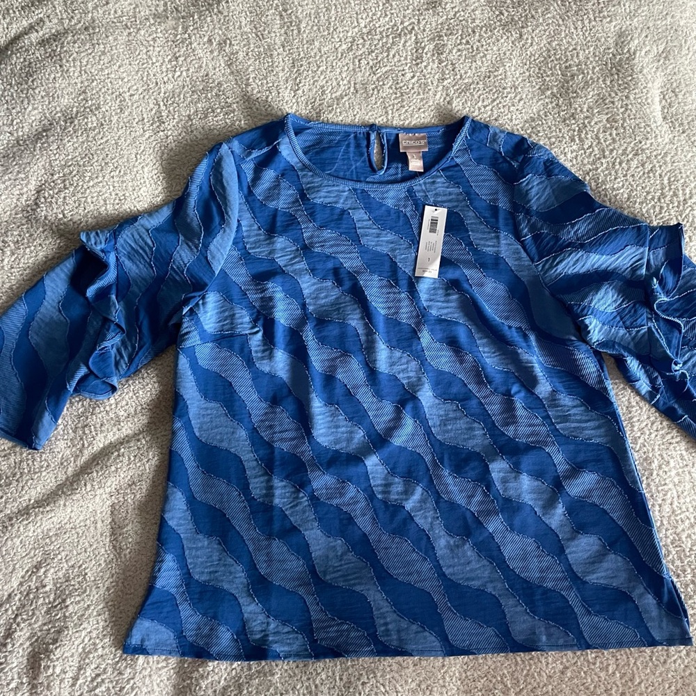 Blue Textured Women's Top